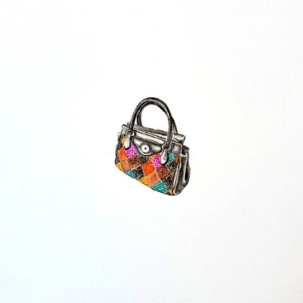 painting of a purse on a white background